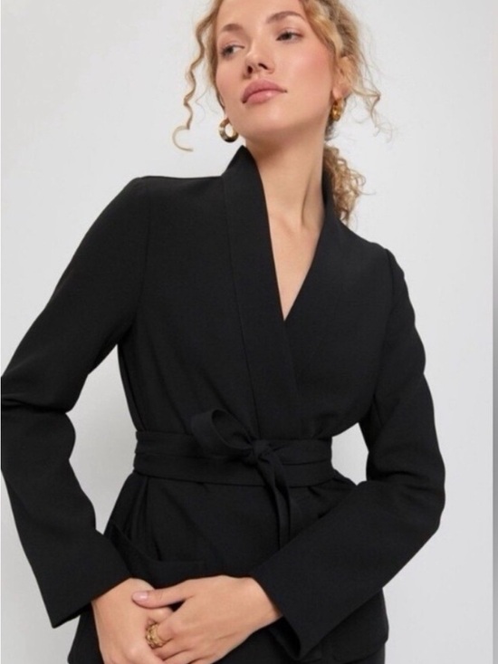Tuckernuck Jackets & Blazers - Tuckernuck Black Wrap Blazer with Tie-Waist